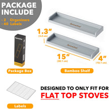 Load image into Gallery viewer, SpaceAid 30&quot; Wide Kitchen Shelf Organizer for Stove, Magnetic Bamboo Spices Shelf for Home Stove Kitchen Storage Organization (Fit for Flat Top Only)