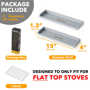 SpaceAid 30" Wide Kitchen Shelf Organizer for Stove, Magnetic Bamboo Spices Shelf for Home Stove Kitchen Storage Organization (Fit for Flat Top Only)
