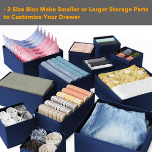 SpaceAid Drawer Organizer Clothes, 12 Pack Dresser Organizer Bins for Nursery, Closet Organization and Storage Dividers for Clothing, Baby Clothes, Underwears, Socks (Black)