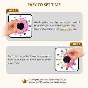 Secura 60-Minute Visual Countdown Timer, 7.5-Inch Oversize Classroom Visual Timer for Kids and Adults, Durable Mechanical Kitchen Timer Clock with Magnetic Backing (Blue)
