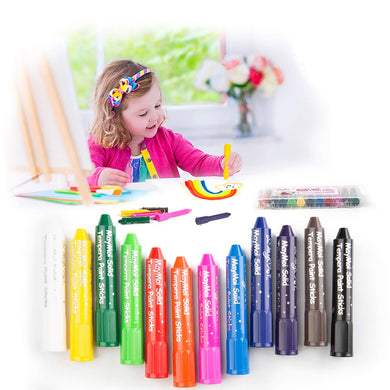 Tempera Paint Sticks, Washable Paint Sticks for Kids, Quick Drying & No Mess, Non-Toxic, Best Art Birthday Gifts for Kids (12 Colors)