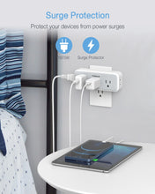 Load image into Gallery viewer, Multi Plug Outlet Extender, TESSAN Surge Protector Wall Plug Splitter with 5 Electrical Outlet Expander, Multiple Plug Adapter for Travel Home Office