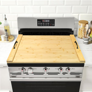 Noodle Board Stove Cover with Handles for Electric, Gas Stove Top (Acacia Wood)