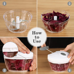 Manual Food Chopper Vegetable Cutter, Hand String Vegetable Chopper Onions Cutter for Vegetable Fruits Nuts BPA Free Food Safe Material, 550ml Gray