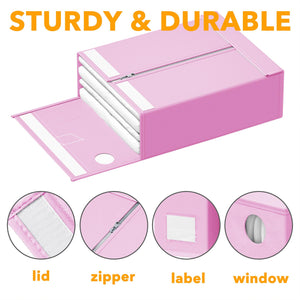 SpaceAid 8 Pack Bed Sheet Organizers and Storage, Foldable Sheet Organizer for Linen Closet, Sheets Set Folder Keeper with Window XL (Queen & King Size) Bedding Container (Beige, 8 Pack)