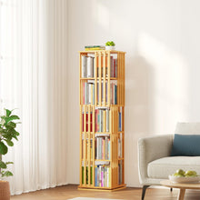 Load image into Gallery viewer, SpaceAid 6 Tier Rotating Bookshelf Tower, Bamboo Spinning Book Shelf, Revolving 360 Bookcase Storage Swivel Round Carousel, Vertical Rotate Turning Spiral Corner Organizer (6-Tier Walnut)