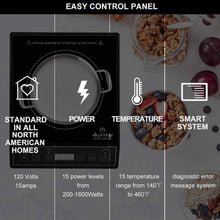 Load image into Gallery viewer, Duxtop 1800W Portable Induction Cooktop Countertop Burner, Black 9100MC/BT-M20B