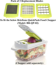 Load image into Gallery viewer, QuickPush food chopper (BR-QP-02): Replacement set of 3 blades and 1 cleaning brush
