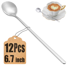 Load image into Gallery viewer, 12 Pcs Coffee Spoons Set, 6.7&quot; Gold Tea Spoons Long Handle, Gold Small Teaspoons, Stainless Steel Espresso Spoon, Long Spoon for Stirring, Coffee Bar Accessories