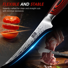 Load image into Gallery viewer, Fillet Knife 7 Inch, Damascus Steel Boning Knife, Professional Fish Fillet Knife for Meat Chicken Cutting, Meat Knife with G10 Ergonomic Handle
