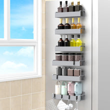 Load image into Gallery viewer, 4 Pack Magnetic Spice Rack Organizer for Refrigerator and Oven, Black Fridge Organizers and Storage for Kitchen