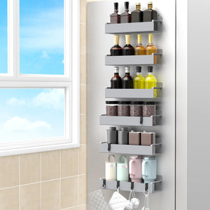 4 Pack Magnetic Spice Rack Organizer for Refrigerator and Oven, Black Fridge Organizers and Storage for Kitchen