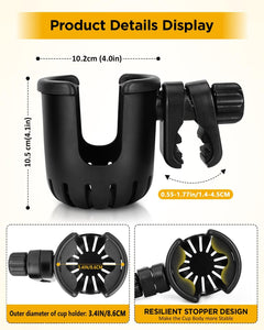 Universal Cup Holder Stroller Drink Holder for Bikes, Trolleys or Walkers, Fits Most Cups