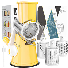 Load image into Gallery viewer, Rotary Cheese Grater Hand Crank Cheese Shredder for Fresh Cheese, Vegetable, Nuts,Non-slip Suction Base, Free Cleaning Brush Three Blades, Black