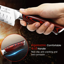 Load image into Gallery viewer, Damascus Santoku Knife, 7 Inch Professiona Kitchen Knife, Damascus Super Steel Ultra-Sharp Santoku Chef Knife with Ergonomic G10 Handle