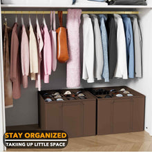Load image into Gallery viewer, SpaceAid Shoe Organizer for Closet, 2 Pack Foldable Shoe Storage Containers Baskets Boxes Bins w/Adjustable Dividers, Fits 16-32 Pairs, Black
