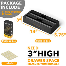 Load image into Gallery viewer, SpaceAid WrapNeat 2 in 1 Wrap Organizer with Cutter and Labels, Plastic Wrap, Aluminum Foil and Wax Bamboo Dispenser for Kitchen Storage Organization Holder for 12&quot; Roll (Natural)