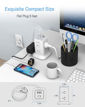 Load image into Gallery viewer, Tower Power Strip with 6 Feet Extension Cord, 8 Outlets 3 USB Chargers, 1700 Joules Surge Protection, Extension Cord with Multiple Outlets, 1875W, Office Supplies, Dorm Essentials, Charging Station