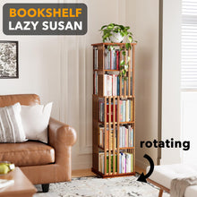 Load image into Gallery viewer, SpaceAid 6 Tier Rotating Bookshelf Tower, Bamboo Spinning Book Shelf, Revolving 360 Bookcase Storage Swivel Round Carousel, Vertical Rotate Turning Spiral Corner Organizer (6-Tier Walnut)