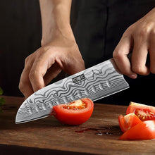 Load image into Gallery viewer, 7 Inch Santoku Knife, Ultra Sharp Japanese High Carbon Powder Steel Kitchen Knife, Professional Chefs Knife with Ergonomic Handle