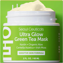 Load image into Gallery viewer, SeoulCeuticals Korean Skin Care Face Mask for Sensitive Skin - Korean Skincare Green Tea Wash Off Masks - K Beauty Face Masks - Aloe Vera Mask + Centella Asiatica Hydrating Facial Spa Mask 2oz