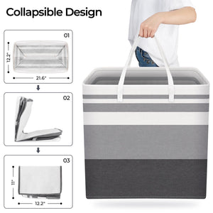 HomeHacks 3-Pack Large Laundry Basket, Waterproof, Freestanding Laundry Hamper, Collapsible Tall Clothes Hamper with Extended Handles for Clothes Toys in the Dorm and Family-(Gradient Grey, 88L)