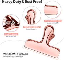 Load image into Gallery viewer, Pack of 8 Bag Clips, Stainless Steel and Heavy Duty Metal Bag Clip,Tightly Seals Chip, Coffee, Bread or Cereal Bags to Keep Food Fresh, for Home, Kitchen, Office, Pantry, Camping (Rose Gold)