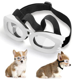 UV Protection Sunglasses for Small Breed Dogs, Windproof Anti-Fog Eye Protection Goggles, Pet Glasses for Puppy With Adjustable Strap (Black)