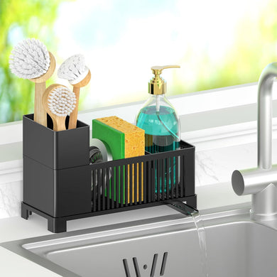 Sponge Holder for Kitchen Sink, Sink Caddy Organizer, Black