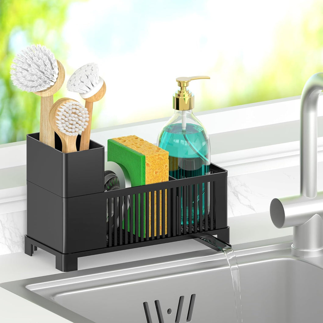 Sponge Holder for Kitchen Sink, Sink Caddy Organizer, Black