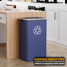 Load image into Gallery viewer, SpaceAid Recycling Bin for Kitchen 26 Gallon, 100L Recycle Bin with Lid and 2 Reusable Inner Bags, for Bottle Can Glass Plastic Stickers, Blue