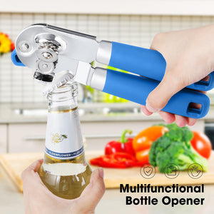 Beneno Can Opener Manual with Magnet, Hand Held Heavy Duty Can Opener with Durable Sharp Blade Smooth Edge, Big Effort-Saving Knob, Soft Grip Rubber Handle, Multifunctional Bottle Opener, Green
