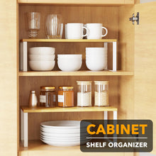 Load image into Gallery viewer, SpaceAid Cabinet Shelf Organizers 2 Pack, Kitchen Counter Rack Shelves Riser, Stackable Expandable Spice Rack, Pantry Cupboard Storage Organization (Black and Natural, Short)