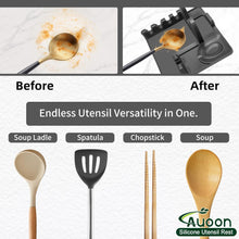 Load image into Gallery viewer, AUOON Clip On Pot Strainer and Pasta strainer and Silicone Utensil Rest,Pot lid holder with Drip Pad for Multiple Utensils,Dishwasher Safe,Heat ResistanSpoon,Rest for Stove Top,Kitchen Utensil Holder