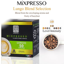 Load image into Gallery viewer, Mixpresso Coffee Espresso Capsules Compatible With Nespresso Original Brewers Single Cup Coffee Pods 100% from Italy Dark Roast Espresso, 50 Count Coffee Capsules - Lungo Intensity - 10/12