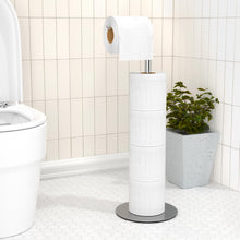 Load image into Gallery viewer, Toilet Paper Holder Stand and Dispenser for 4 Spare Rolls, Stainless Steel Free-Standing Toilet Tissue Paper Roll Storage Shelf