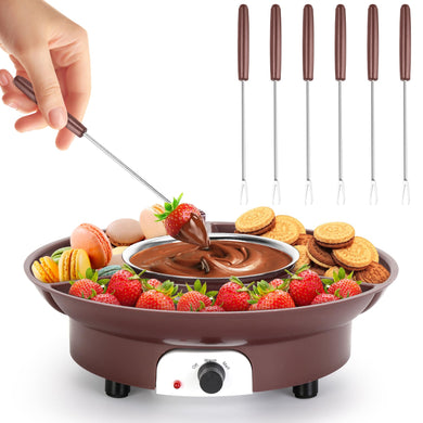MINI Melting Fondue Set, 10oz Electric Chocolate Melting Pot with 6PCS Forks, Cute Chocolate Fondue Fountain, Warmer Machine for Milk Chocolate, Cheese, Butter, Candy (Coffee)