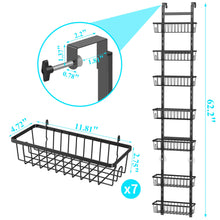 Load image into Gallery viewer, Over The Door Pantry Organizer, 7-Tier Metal Pantry Organization and Storage for Kitchen with Adjustable Shelves, Hanging Spice Seasoning Rack, Black