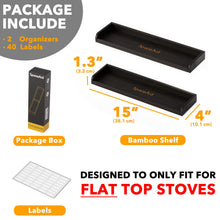 Load image into Gallery viewer, SpaceAid 30&quot; Wide Kitchen Shelf Organizer for Stove, Magnetic Bamboo Spices Shelf for Home Stove Kitchen Storage Organization (Fit for Flat Top Only)