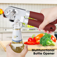 Load image into Gallery viewer, Beneno Can Opener Manual with Magnet, Hand Held Heavy Duty Can Opener with Durable Sharp Blade Smooth Edge, Big Effort-Saving Knob, Soft Grip Rubber Handle, Multifunctional Bottle Opener, Green