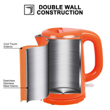 Load image into Gallery viewer, Secura Stainless Steel Double Wall Electric Kettle Water Heater for Tea Coffee w/Auto Shut-Off and Boil-Dry Protection, 1.0L (Orange) SWK-1001DO/HB-K012