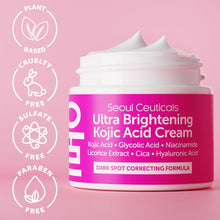 Load image into Gallery viewer, SeoulCeuticals Korean Kojic Acid Cream Dark Spot Remover + Glycolic Acid + Niacinamide + Cica + HA Moisturizer - Cruelty Free K Beauty Skincare 2oz