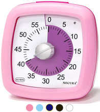 Load image into Gallery viewer, Secura 60-Minute Visual Timer, Silent Study Timer for Kids and Adults, Time Clocks, Time Management Countdown Timer for Teaching (Pink)