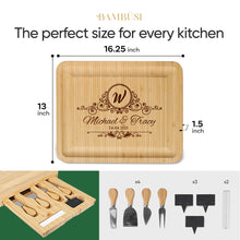 Load image into Gallery viewer, Charcuterie Board Gift Set - Bamboo Cheese Board and Knife Set - Housewarming Gifts for New Home, Wedding Gifts for Couples 2025, Bridal Shower Gifts, Birthday Gifts for Women