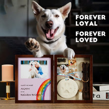Load image into Gallery viewer, JupDec Dog Memorial Gifts Pet Shadow Box Wooden Picture Frame with Clay Paw Print Kit for Loss of Dog &amp; Cat Remembrance Sympathy Deep Display Case for Keepsake Collar Hair (Brown)