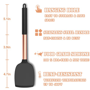 Umite Chef Silicone Kitchen Cooking Utensil Set, 43 pcs Spatula Set with Stainless Steel Handle, Non-stick Heat Resistant - Best Cookware Set-(Khaki)
