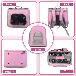 Pet Carrier Backpack, Cat Backpack Carrier with Breathable Holes, Portable Pet Travel Carrier for Medium/Small Cats and Dogs, Airline Approved, Ideal for Outdoor Picnic,Hiking (Pink)
