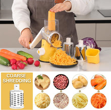 Load image into Gallery viewer, Rotary Cheese Grater Hand Crank Cheese Shredder for Fresh Cheese, Vegetable, Nuts,Non-slip Suction Base, Free Cleaning Brush Three Blades, Black