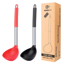 Load image into Gallery viewer, Pack of 2 Ladle Spoon,Silicone Large Spoon for Soup,Non Stick Kitchen Utensils with High Heat Resistant,BPA Free Perfect Kitchen Tools for Cooking, Stirring,Serving Soups (GREY-BLUE)