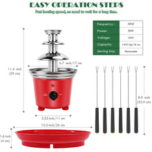 Load image into Gallery viewer, 16oz Chocolate Fondue Fountain, 3-Tier MINI Chocolate Fountain with 6PCS Fondue Fork and Removal Fruits/Nuts/Treats Serving Tray for BBQ Sauce,Ranch,Nacho Cheese,Liqueurs